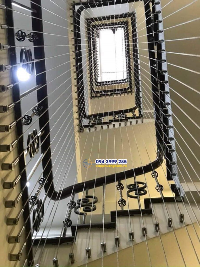 Cáp tăng đơ cầu thang đan 8-10 cm - hạn chế té ngã cầu thang khi nhà có trẻ nhỏ